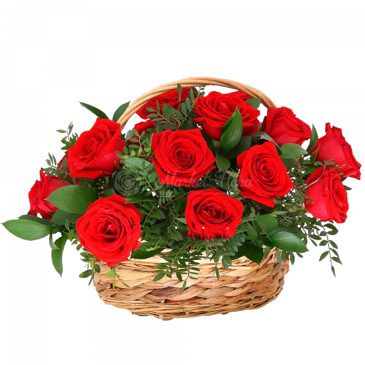 Корзина красных роз «Приветик»